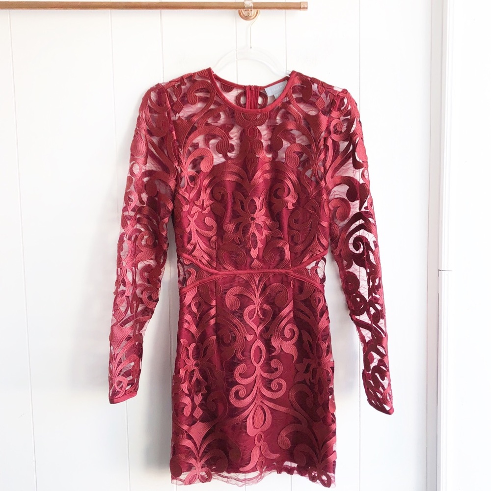 Finders Keepers Red Lace Mini Dress